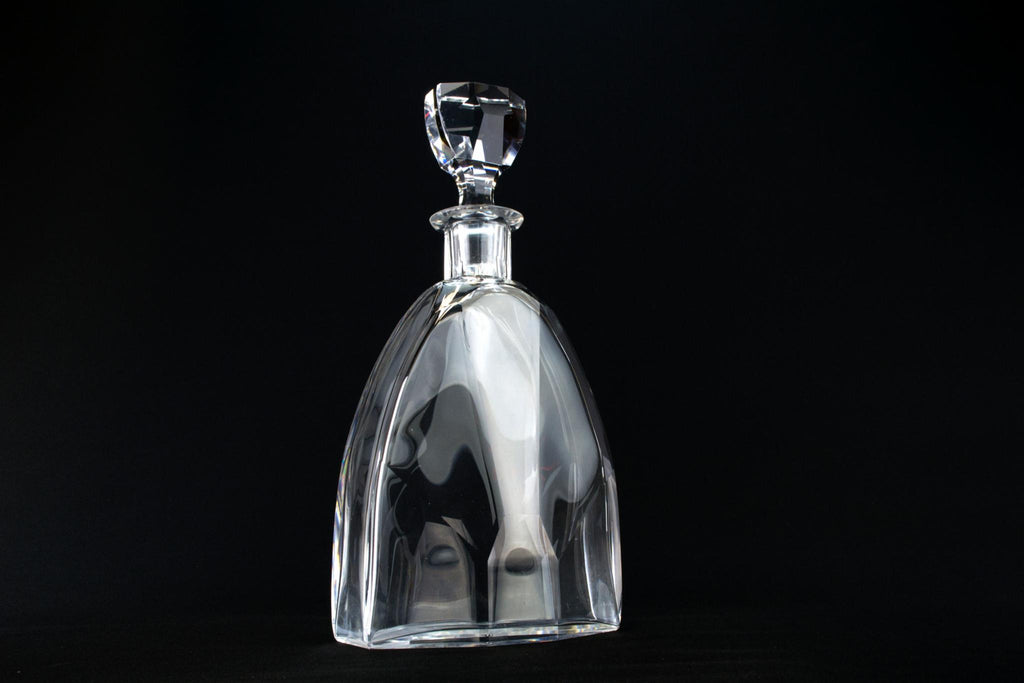 Art Deco Whisky Decanter in Cut Glass, English 1930s