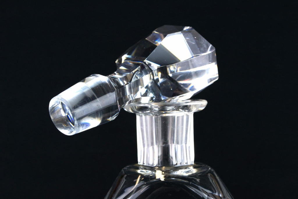Art Deco Whisky Decanter in Cut Glass, English 1930s
