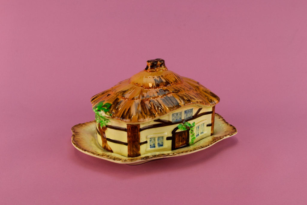Cottage Shaped Butter Dish, English 1950s