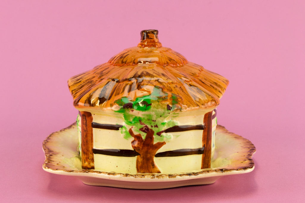 Cottage Shaped Butter Dish, English 1950s