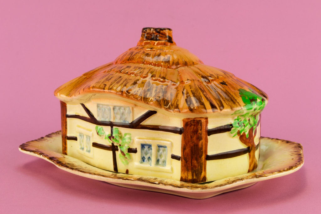 Cottage Shaped Butter Dish, English 1950s