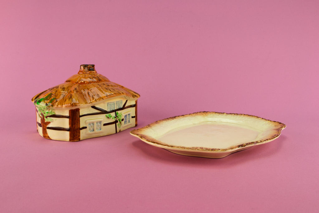 Cottage Shaped Butter Dish, English 1950s