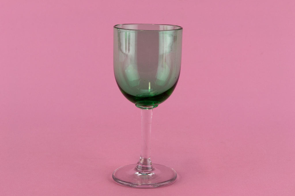 3 Green Port Glasses, English 19th Century