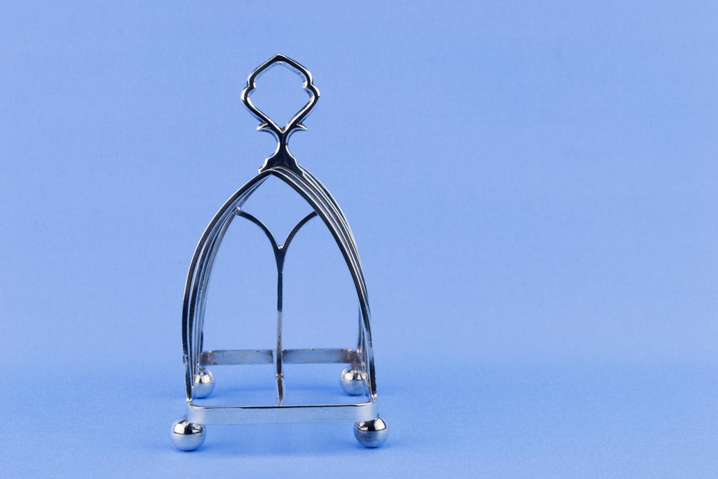 Silver Plated Medium Toast Rack, English Early 1900s