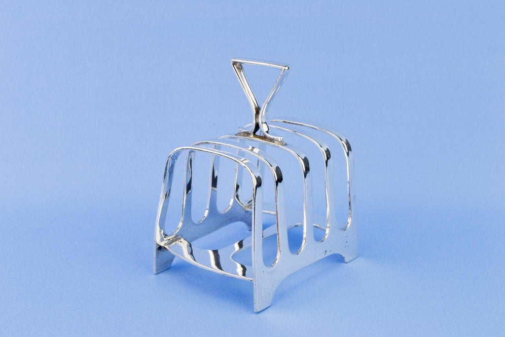 Small Silver Plated Art Deco Toast Rack, English 1920s