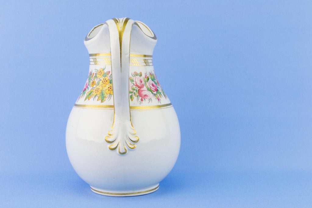 Floral and Gilded Jug, English Mid 19th Century