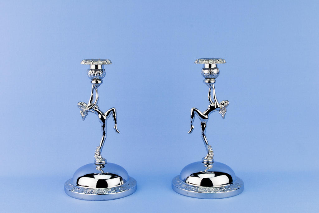 Pair of Art Deco Figural Candlestick, English 1930s