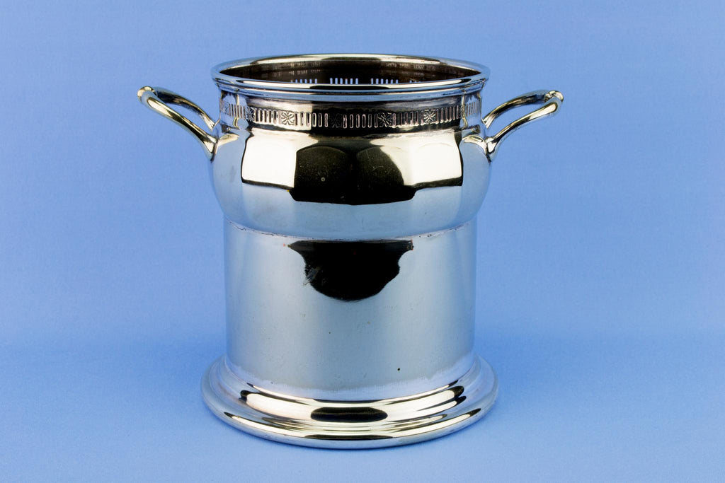 Tall Silver Plated Wine Bottle Coaster, English Circa 1930
