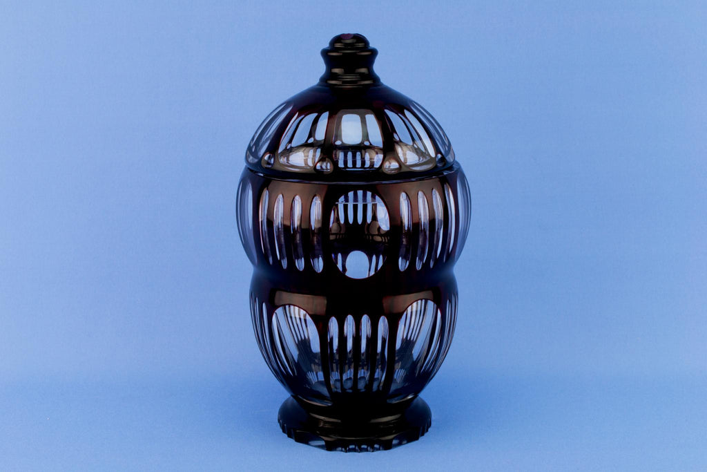 Ruby Red Cut Glass Jar & Lid, English Circa 1900