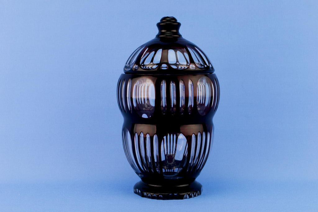 Ruby Red Cut Glass Jar & Lid, English Circa 1900
