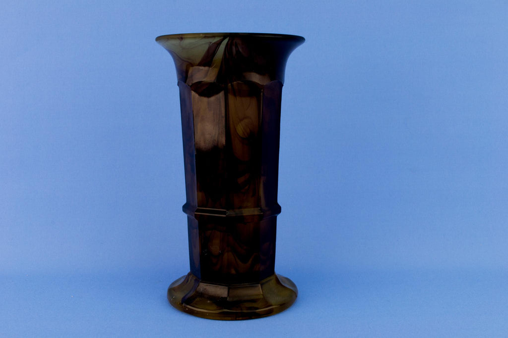 Art Deco Tortoiseshell Glass Vase, English Circa 1930