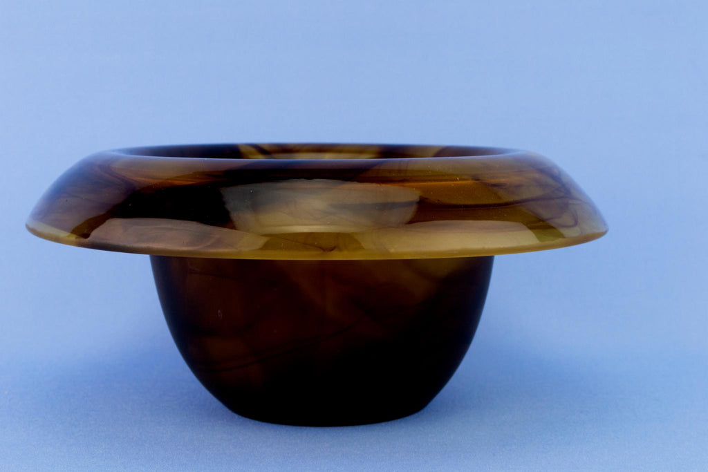 Tortoiseshell Glass Vase & Flower Frog, English Circa 1930