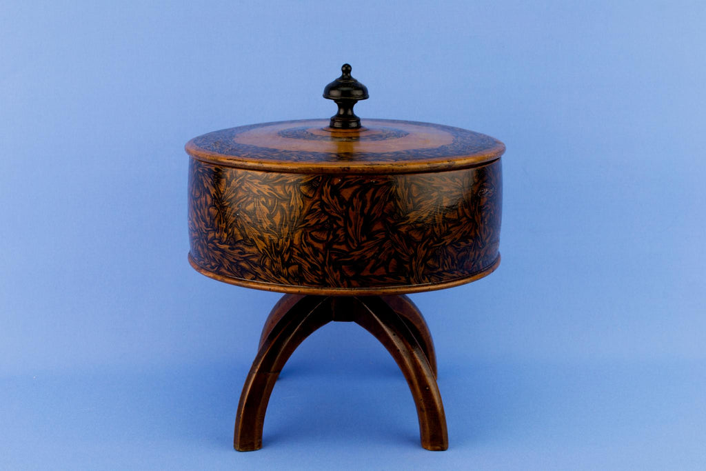 Penwork Wooden Box on Stand, English Circa 1830
