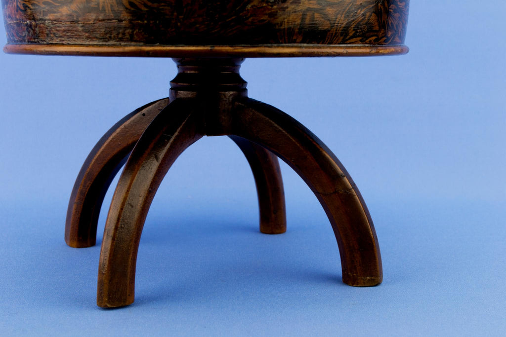 Penwork Wooden Box on Stand, English Circa 1830