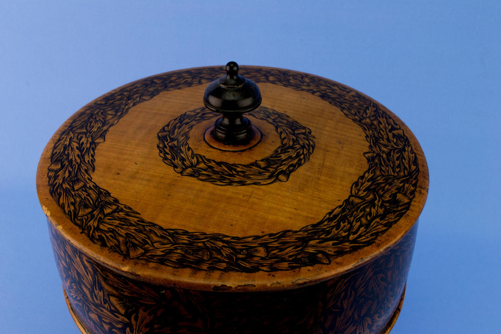 Penwork Wooden Box on Stand, English Circa 1830