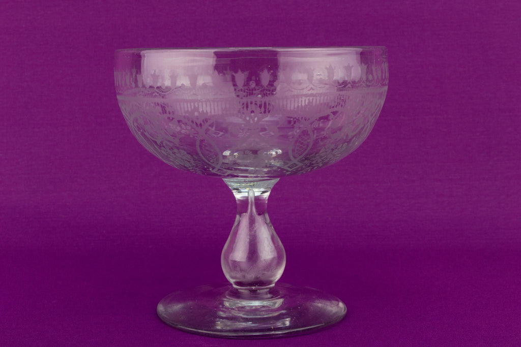 Frosted Glass Serving Bowl, English 19th Century