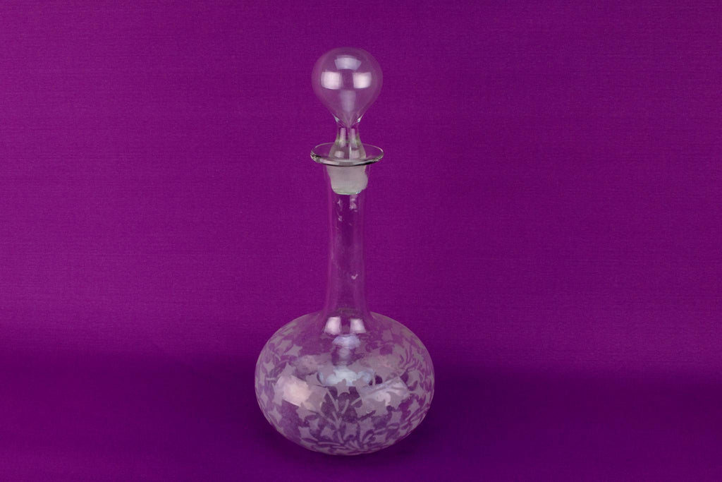Frosted Glass Wine Decanter, English 19th Century