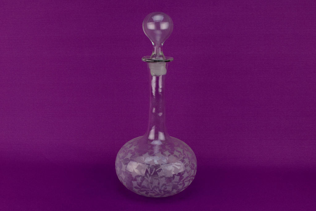 Frosted Glass Wine Decanter, English 19th Century