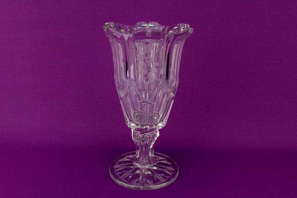 High Victorian Cut Glass Vase, English 1870s