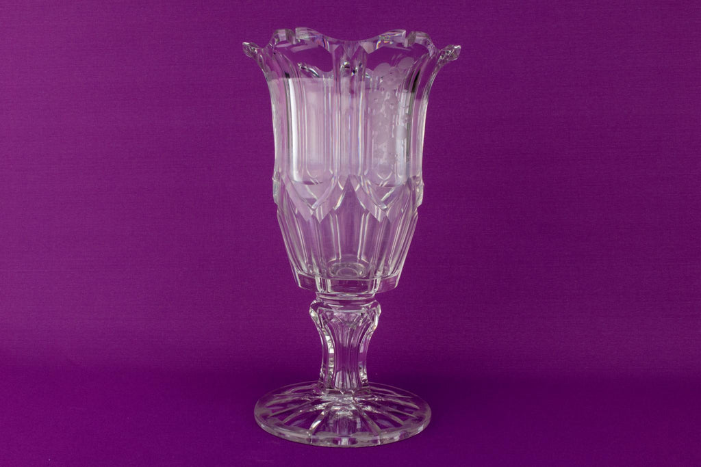 High Victorian Cut Glass Vase, English 1870s