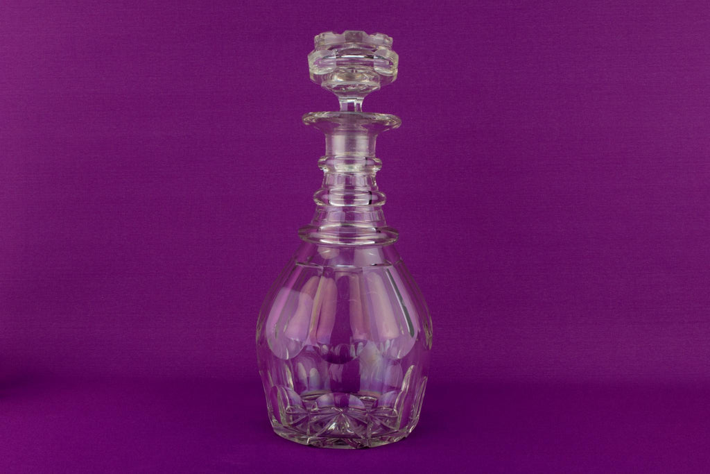 2 Large Georgian Glass Decanters, English Early 1800s