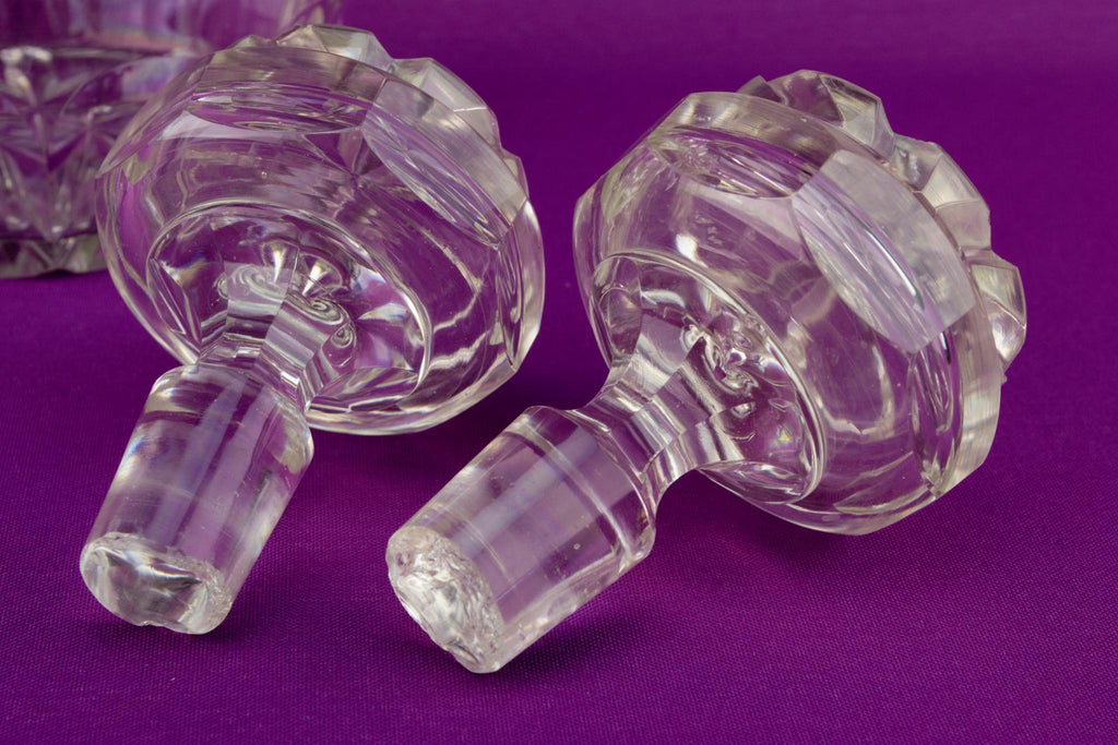 2 Large Georgian Glass Decanters, English Early 1800s