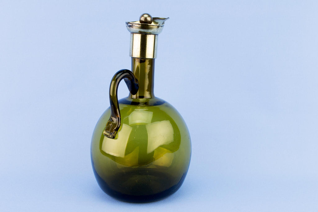 Green Glass Decanter Flask Shaped, English Early 1800s