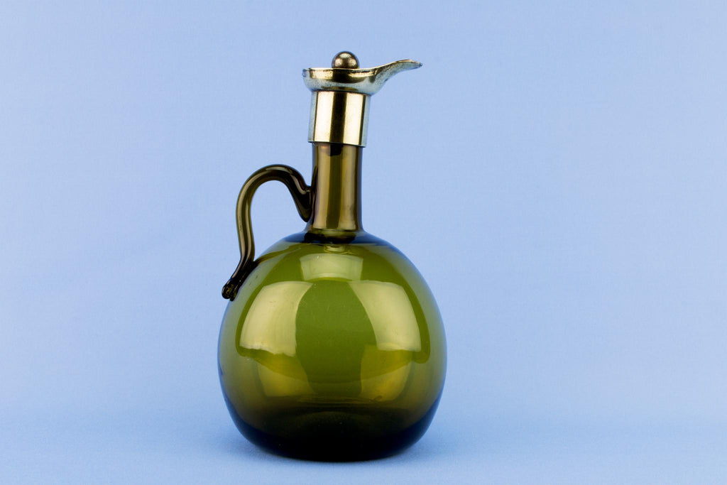 Green Glass Decanter Flask Shaped, English Early 1800s