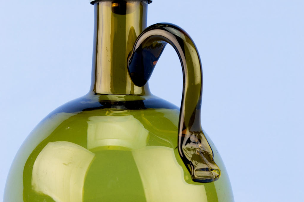 Green Glass Decanter Flask Shaped, English Early 1800s