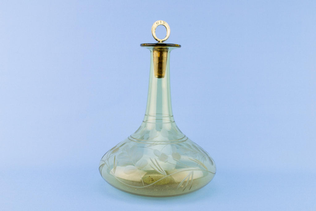 Blown Yellow Glass Gin Decanter, English Circa 1800