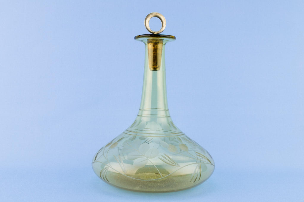 Blown Yellow Glass Gin Decanter, English Circa 1800