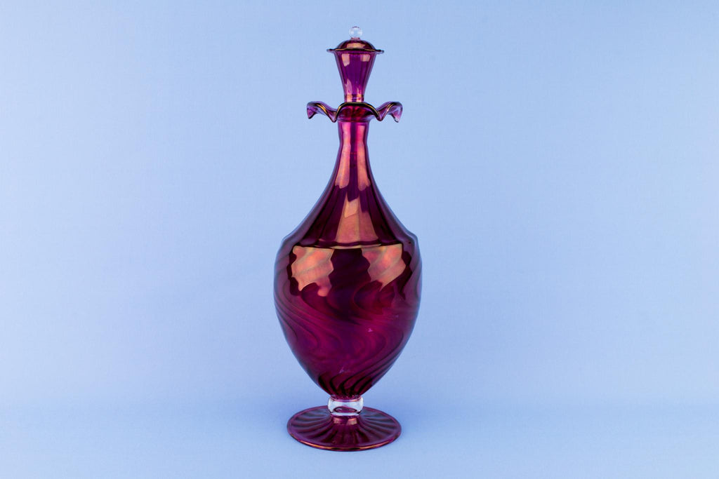 Thin Red Glass Decanter, English Circa 1900