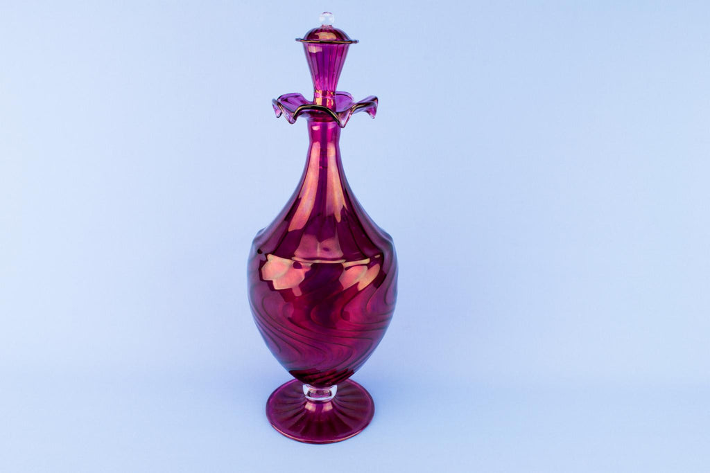 Thin Red Glass Decanter, English Circa 1900