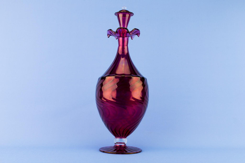 Thin Red Glass Decanter, English Circa 1900
