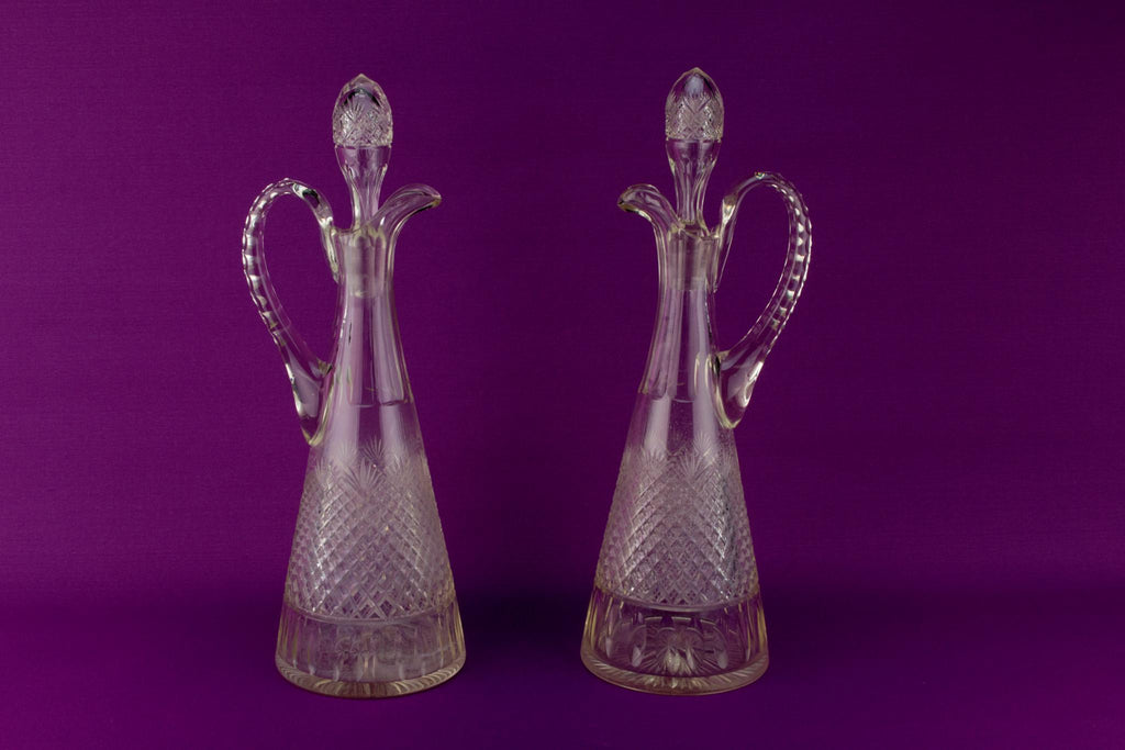 Two Cut Glass Wine Carafes, English Circa 1900