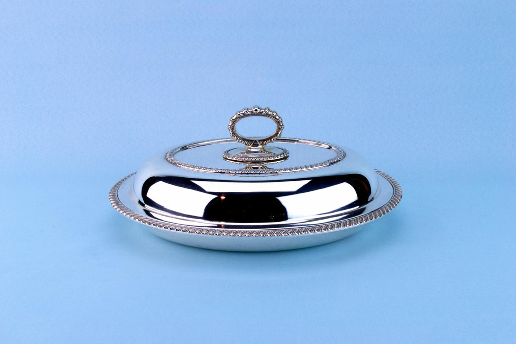 Silver Plated Serving Dish and Lid, English Early 1900s