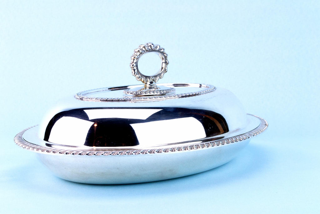 Silver Plated Serving Dish and Lid, English Early 1900s