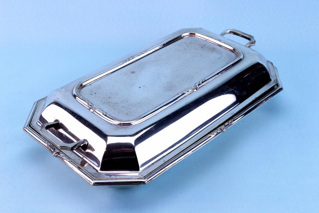Silver Plated Hot Serving Dish and Lid, English 1930s