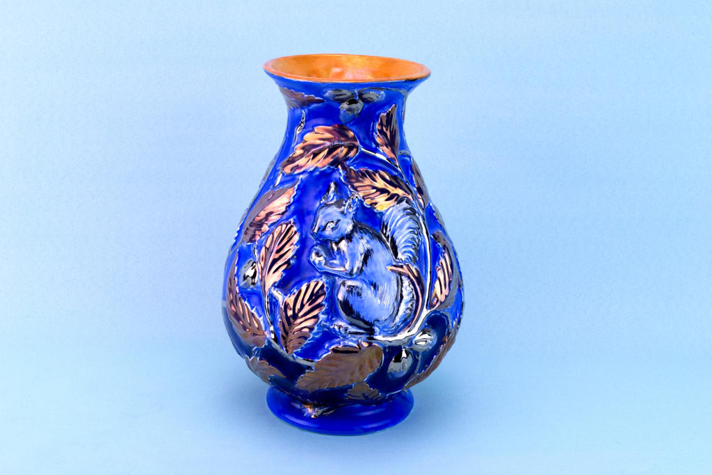 Art Deco Squirrel Vase, English 1930s