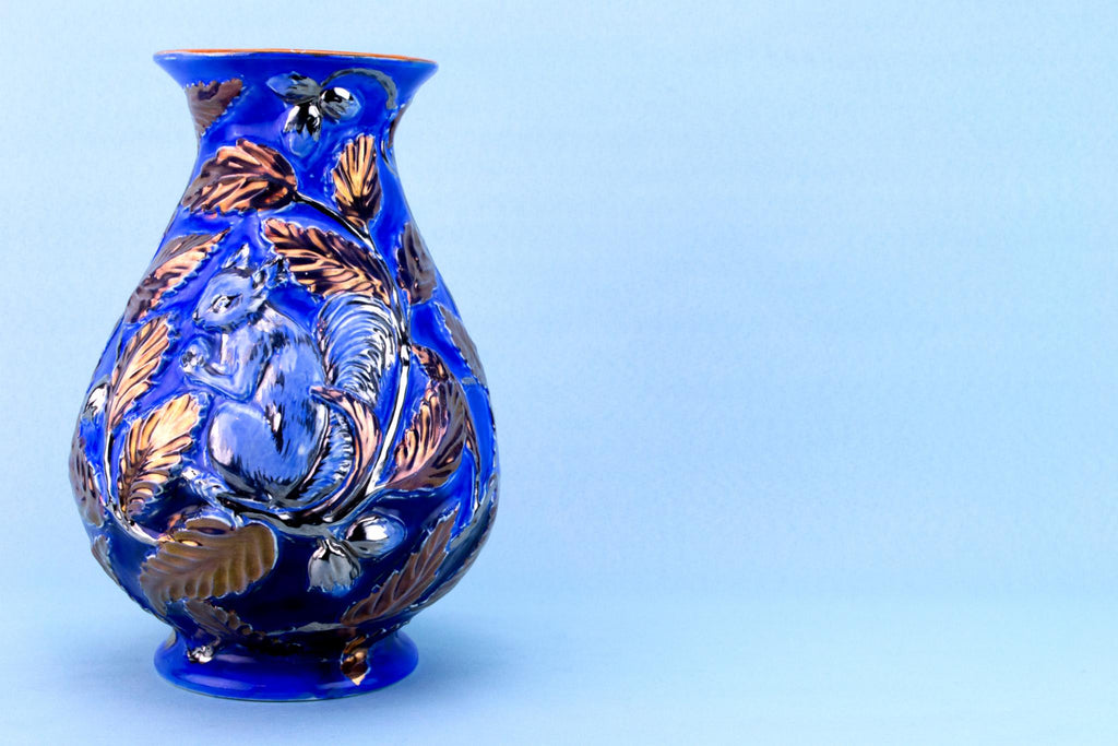 Art Deco Squirrel Vase, English 1930s