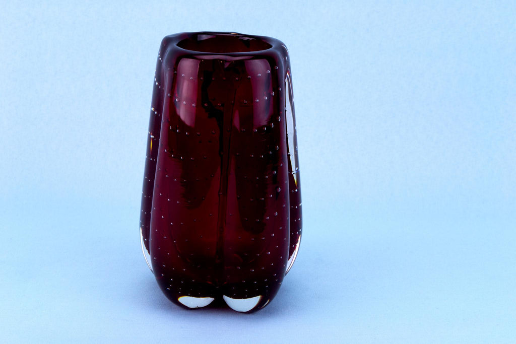 Ruby Red Glass Vase by Whitefriars, English Circa 1970