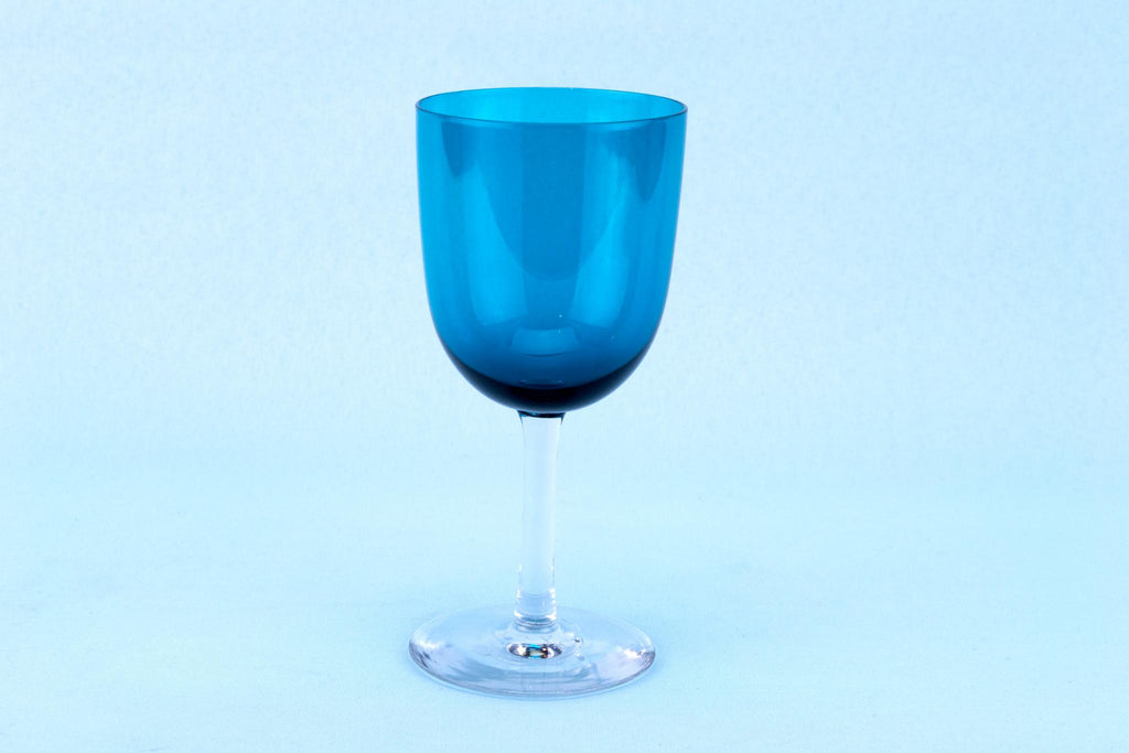 6 Small Green Wine Glasses, English Circa 1900