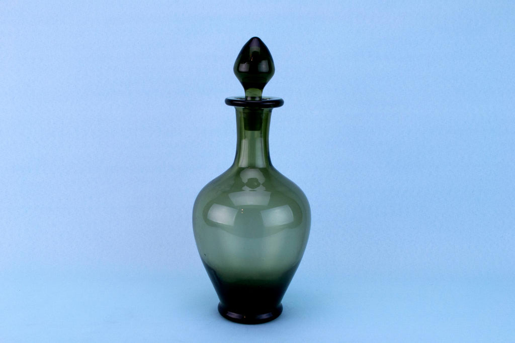 Smokey Grey Glass Decanter, English 1960s