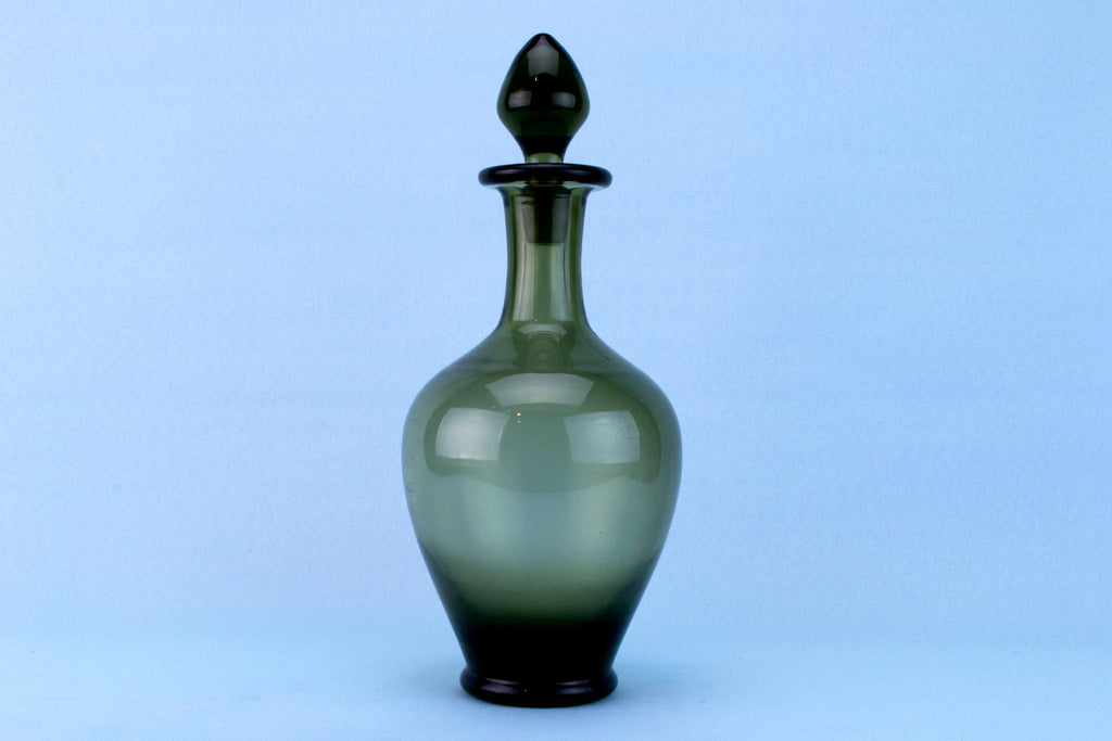 Smokey Grey Glass Decanter, English 1960s