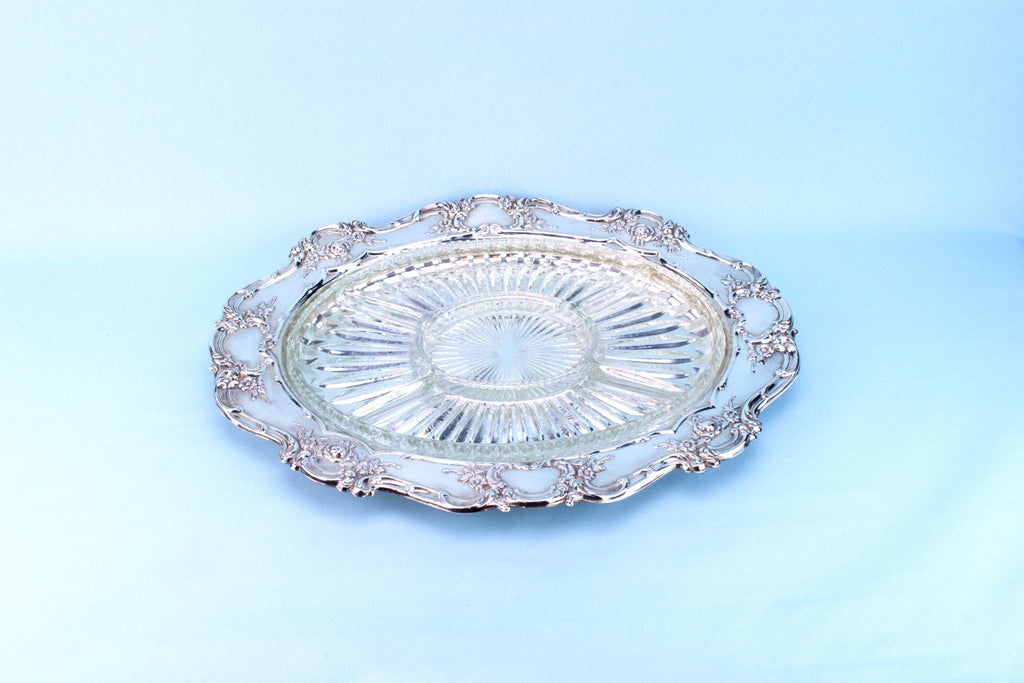 Silver Plated & Glass Serving Platter