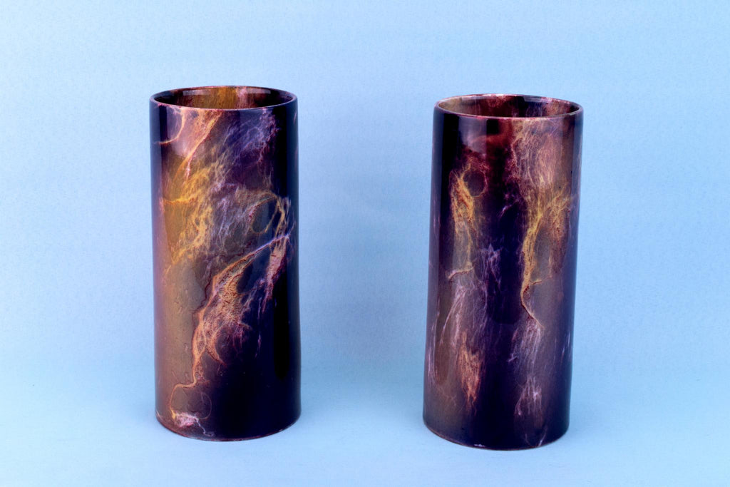 2 Oriflame Arts & Crafts Vases, English 1890s