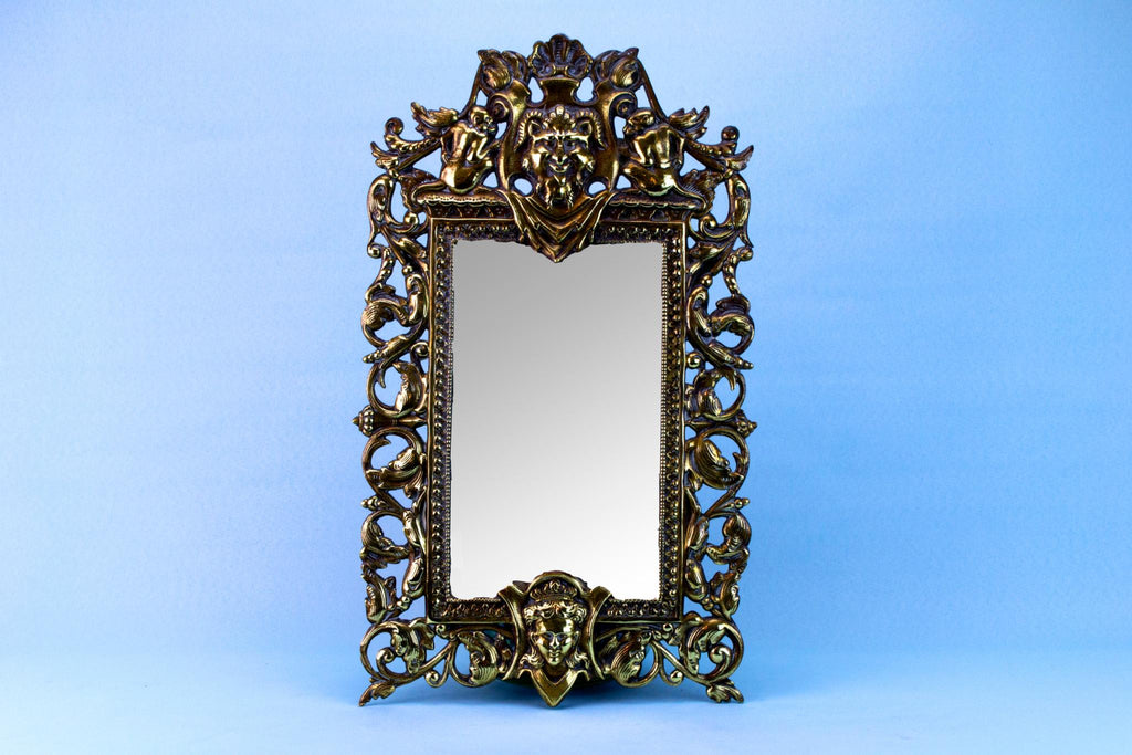 Brass Wall Mirror, English Early 1800s