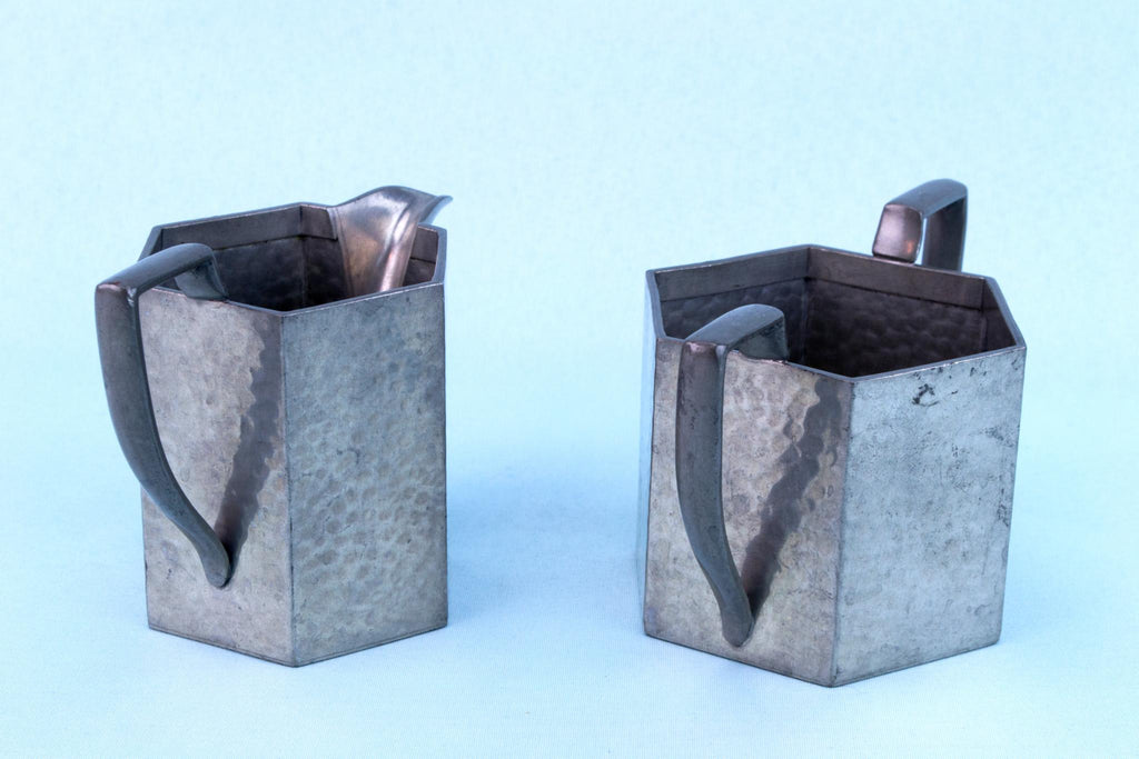 Hammered Pewter Tea Set, English Early 1900s
