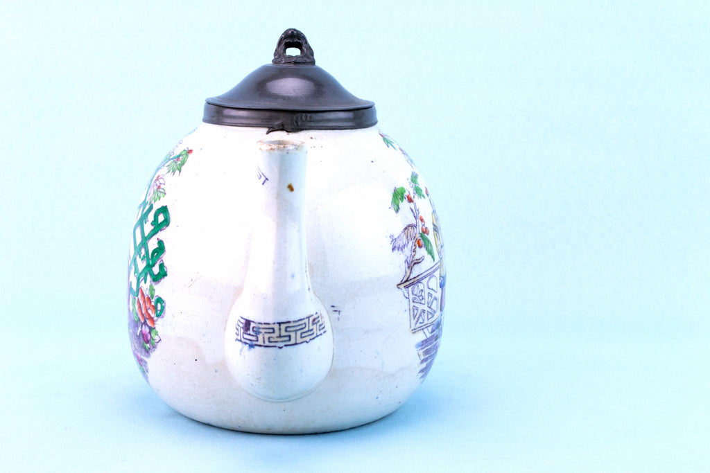 Globular Ceramic Teapot, English 1870s