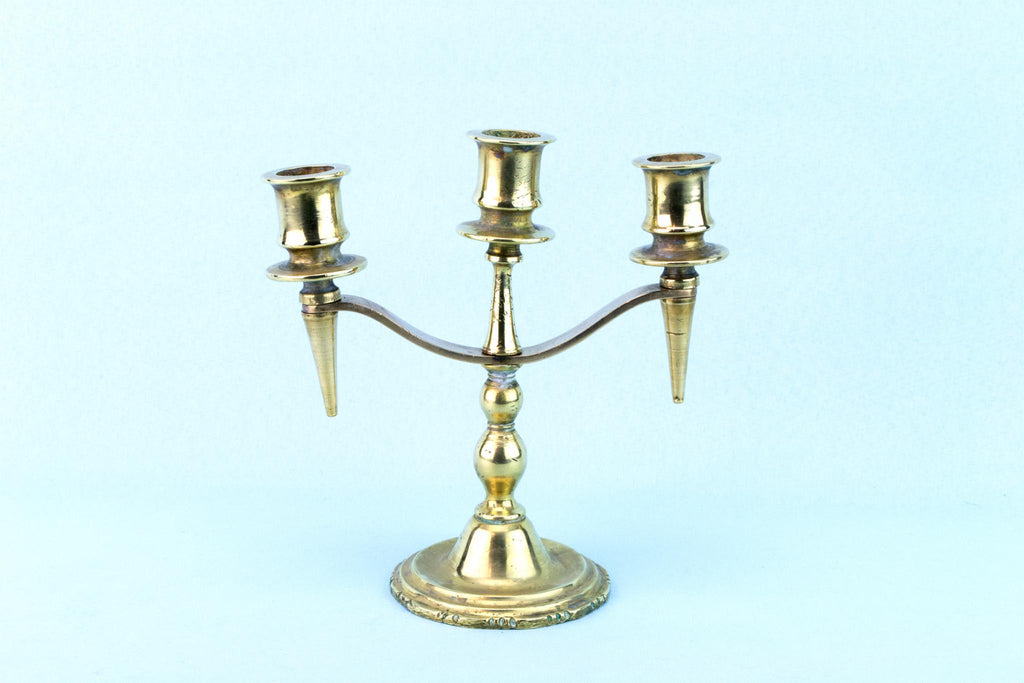 Small Brass Candelabra, English Mid 20th Century